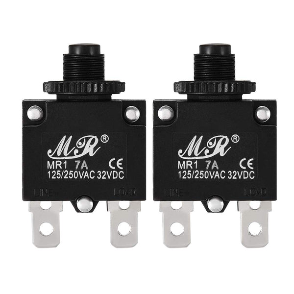 uxcell 2Pcs Thermal Overload Protector AC 125/250V 7A Push Button Reset Circuit Breaker