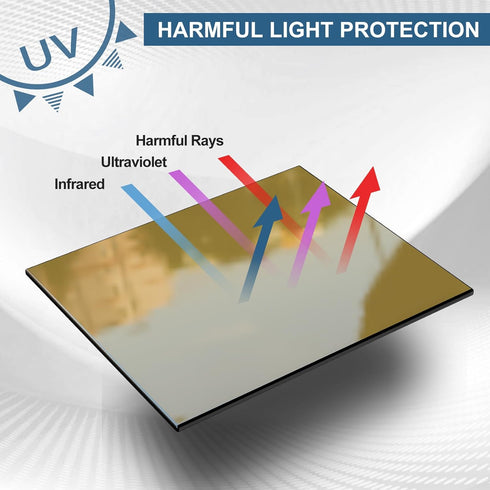 5pcs 12 4.5" 5.25" TRQWH Welding Glass Lens Shade Gold Hardened Glass Lens x Welding Hood Darkening Filter