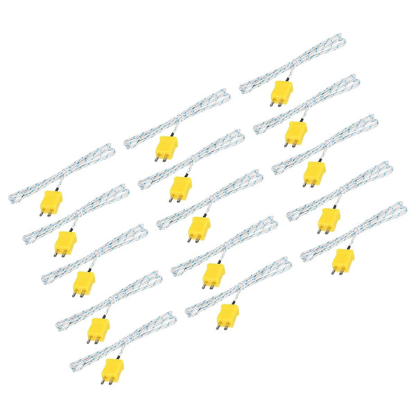 MECCANIXITY 15pcs K Type Thermocouple Mini Connector Temperature Sensor Probes, Fiberglass 3.3ft
