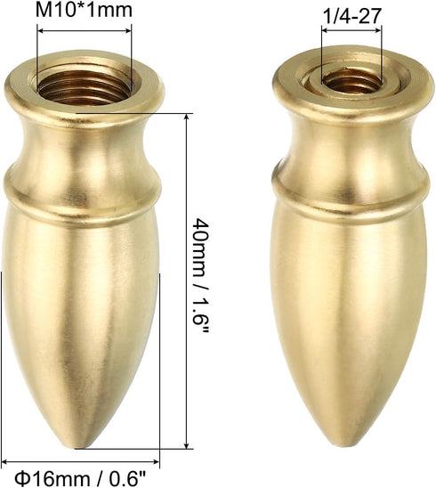 1.6" 2 Set 1/4-27 PATIKIL Tall Brass Lamp Finials Cap Knob, Lamp Screw Holder Tapped for Table and Floor Lamp Shade
