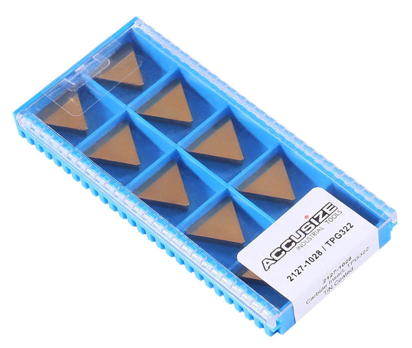 Accusize Industrial Tools Tpg322 Tin Coated Carbide Inserts, 10 Pcs/Box