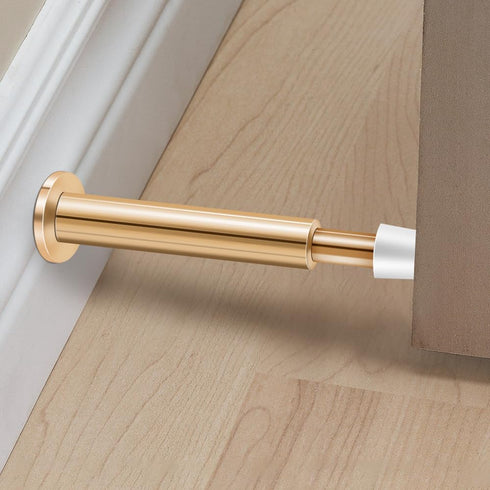 KOLAKO Wall Mount Door Stoppers, 4.4 Inch Spring Loaded Door Stops Bumper with White Rubber Tip