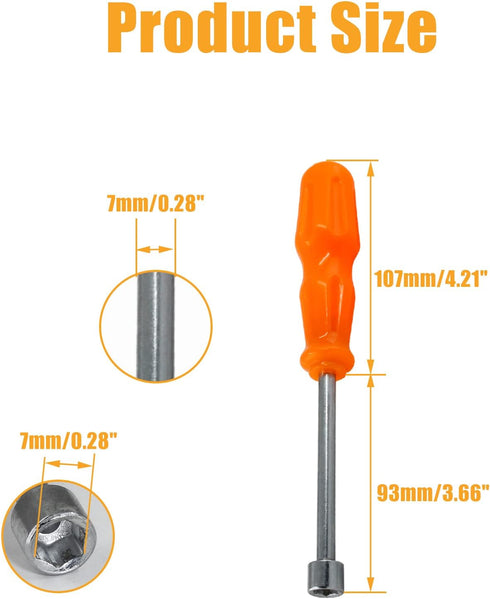 7mm Socket Wrench Screwdriver, High-Carbon Steel Hexagon Nut Driver Non-Magnetic Tip Hex Nut Screwdriver Hand Tool by Biaungdo