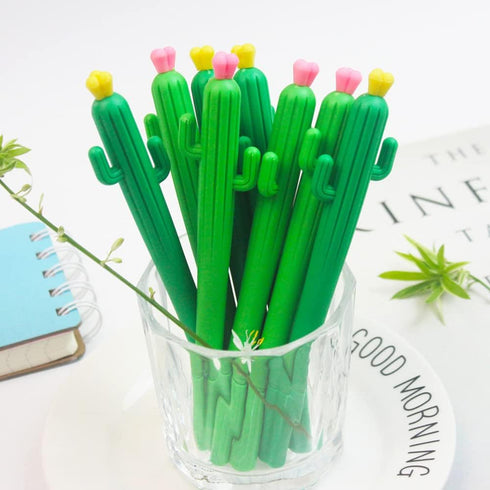 Pack of 30 Cactus Shaped Ballpoint Pens, 0.5mm Black Gel Ink Writing Pen for School Home Office Supplies