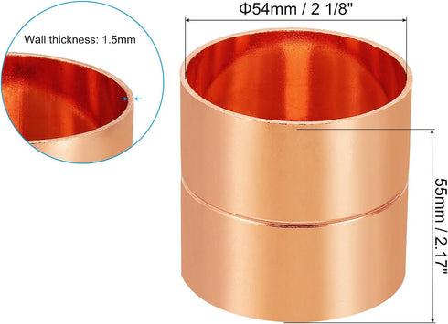PATIKIL 2-1/8 Inch ID Copper Coupling Fittings, Rolled Tube Stop Straight Pipe Fitting Welding Joint for HVAC Air Conditioning Plumbing Refrigeration