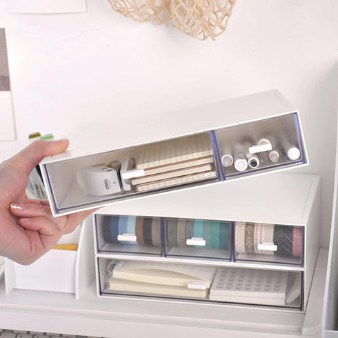 Desk Organizer-Stackable Storage Drawers, Desk Drawer Organizer Perfect For Collection Small Item/Cosmetic Office Supplies - 2 drawers (White) by kulusion