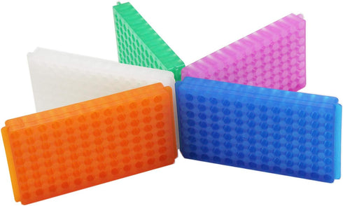5 PCS Double Panel Vial Rack Tube Rack for Microcentrifuge Tubes, 96 Positions, 0.2-2ml