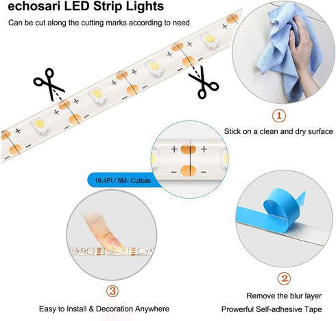 9.8 90 Dimmable, LED Strip Lights Battery Operated, Ft LED Led Strip Lights with Remote Timer Waterproof Flexible