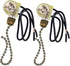 Zing Ear ZE-109 ON-OFF Pull Chain Lamp Switch for Ceiling Fan Lights - Bronze, 2 Pack