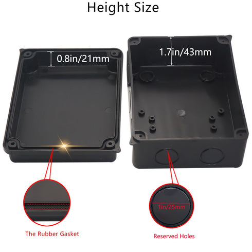 Electrical Box, Outdoor Waterproof IP65 Junction Box, ABS Plastic Project Box Power Cord Enclosure, Black