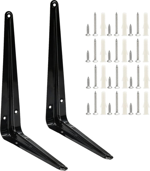 Uenhoy 10 Pack 8 Inch (8" 6") Shelf Brackets Heavy Duty Metal Floating Shelf Brackets, Black Corner Brace Wall Mount L