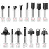 UTRUSTTO 1/4 Inch 15 1/4" Set Router Bits Shank Pieces, Tungsten Carbide Router Bit with Wood Box, for Professional