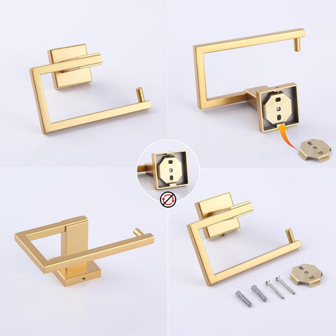 JG1905-BE GERZWY Gold Stainless Steel Toilet Paper Holder Paper Towel Dispenser Tissue Roll Hanger Wall Mounted