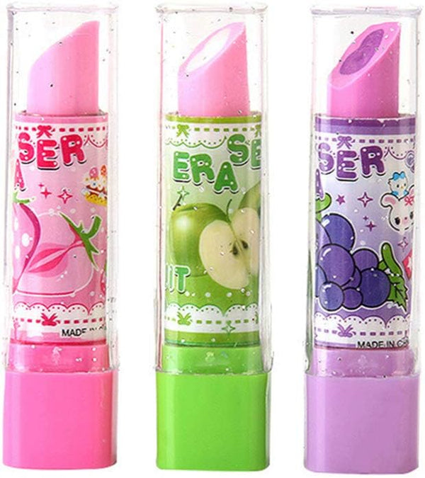 balacoo 8Pcs Pencil Erasers Lipstick Eraser, Novelty Rubber Eraser for Children Kids Students