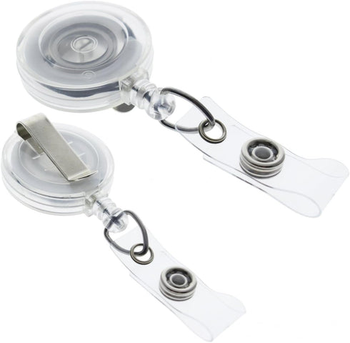 Bulk 25 Pack - Premium Retractable ID & Key-Card Badge Reels with Secure Metal Belt Clip