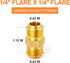 GASHER 10PCS Brass Tube Fitting, Half-Union, 1/4" Flare x 1/4" Flare Male Pipe Fittings