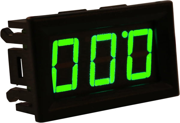 3-Wire Digital Voltmeter DC 0.00-30.0V with Green LED Display and Reverse Polarity Protection