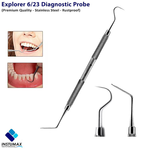 4Pcs 6/23, Professional Oral Care Tools Tartar Removal Scaler, College Tweezer, Explorer Probe Mouth Mirror for Dental