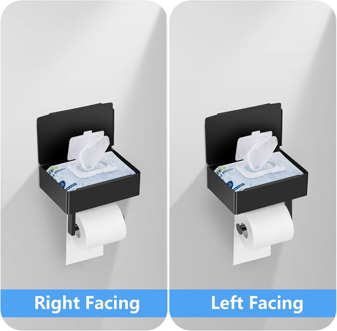 Toilet Paper Holder with Shelf,Flushable Wet Wipes Dispenser for Bathroom,Toilet Paper Holder with Storage, Stainless