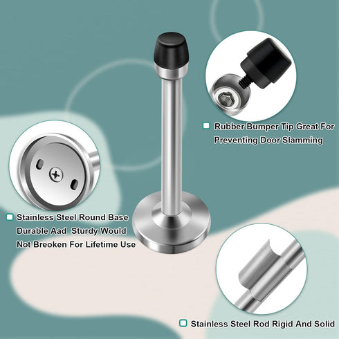 Long Door Stop, 5 Inch Wall Mount Door Stopper, Stainless Steel Brushed Satin Nickel Heavy Duty Door Holder