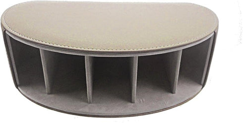 Remote Control Holder Organizer, Beige Leather Storage with 5 Spacious Compartments for Table Desk