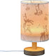 Oarencol Bedside Table Lamp Woodland Animals Nightstand Lamp with Wood Forest Deer Floral Pink Desk Lamps for Bedroom