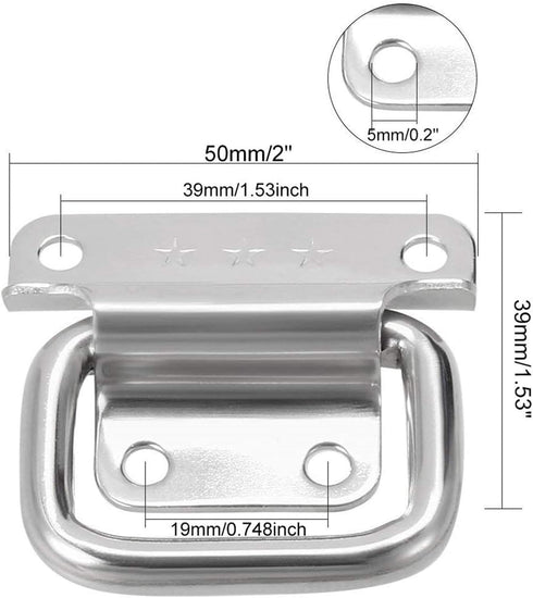 XMHF 2 Inch Pull Ring Handle - Stainless Steel Foldable Boat Hatch Latch Cabinet Lifting Ring Pull Handle (Pack of 2)