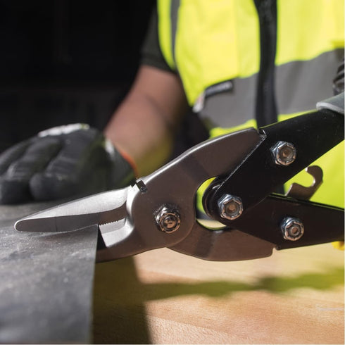 Klein Tools 1201R Aviation Snips Metal Shears with Wire Cutter, Right Curvature