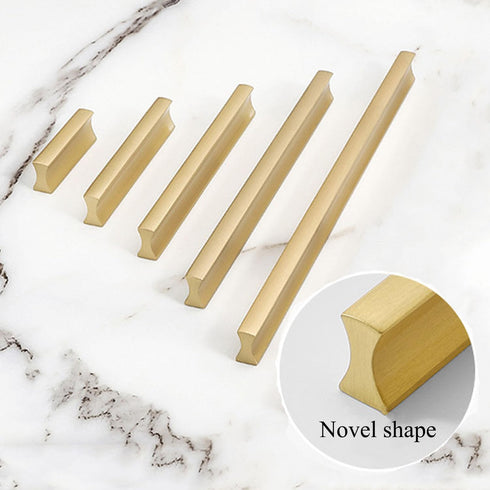 2 Pack Brass Solid Handle, Stylish Pure Copper Wardrobe Door Handles for Cabinets, Drawers (XL, 3.78inch)