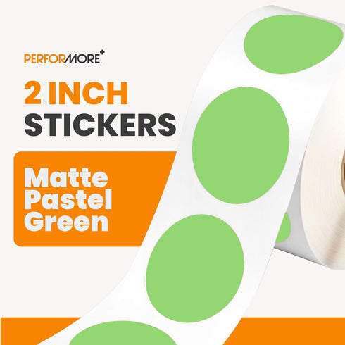 Performore 2 Inch Dot Matte Green Color Code Labels, Round Easy to Peel, 500 Stickers Per Roll