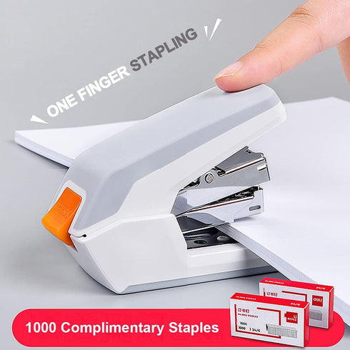 Deli Effortless Standard Desktop Stapler, One Finger Touch Stapling, Easy to Load Ergonomic Stapler, 25 Sheet Capacity, Includes 1000 Staples and A Staple Remover by Leven