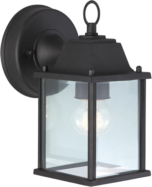 Canarm 1-Light Oudoor Downlight, Black Wall Mount with Clear Glass Panels, Classic