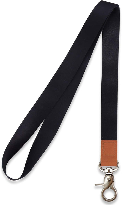 Long Neck Leather Lanyard Keychains with Metal Clasp, Durable ID Badge Strap for Car Keys, Card Holder, Wallet