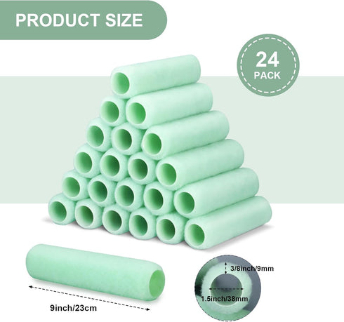 24 3/8 Inch (Green,9 Inch) Gisafai Pcs Paint Roller Covers Paint Rollers for Painting Walls Roller Paint Brush Nap