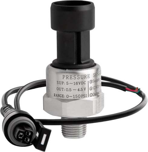 Ronybuy 150 1/8" -27 0-150 Psi Fuel Oil Pressure Transducer Sensor Sender NPT Thread with Harness Kit for Oil Fuel Air