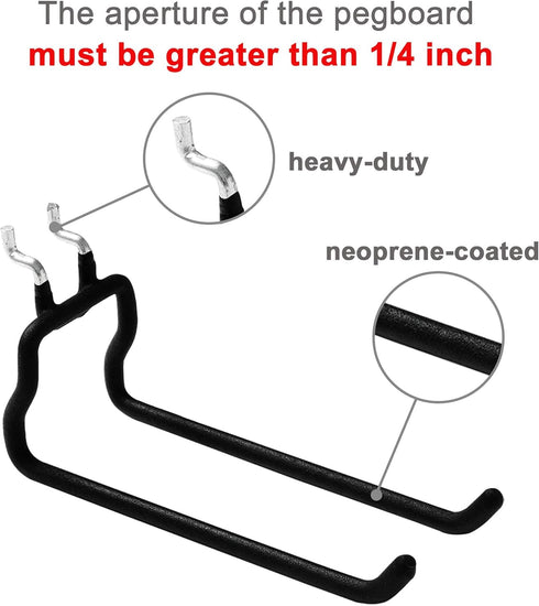 FRIMOONY 12 PCS Heavy Duty Pegboard Hooks for Organizing Various Tools, Compatible with 1/4 Inch Pegboard, Black