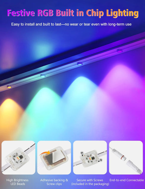 50Ft 30 209 IP67 CCILAND Permanent Outdoor Lights, LED Eternity RGB&IC Smart Eaves Lights with Remote App Scene Modes