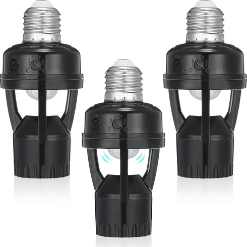 Hortsun 3 Pcs Motion Sensor Light Socket Smart Screw in Light Bulb