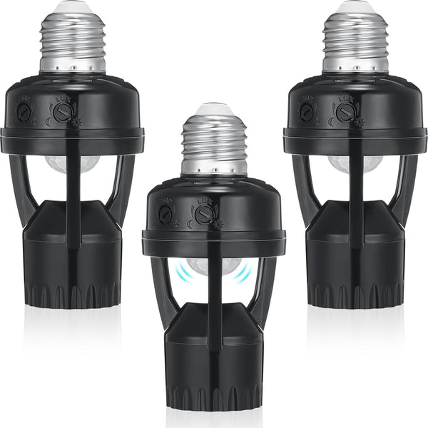 Hortsun 3 Pcs Motion Sensor Light Socket Smart Screw in Light Bulb
