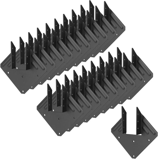 20 Pcs Black Hurricane Tie - Thickness 2.2mm (13 Gauge) Joist Hangers for Roofing Trusses Wood Timber Connectors