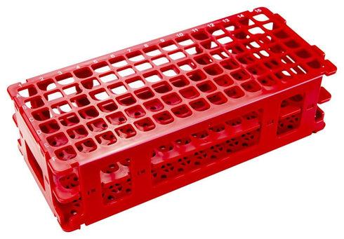 Caplugs Evergreen 240-3200-R8SI Test Tube Rack for 13mm Tubes, 90 Places, Polypropylene, Red