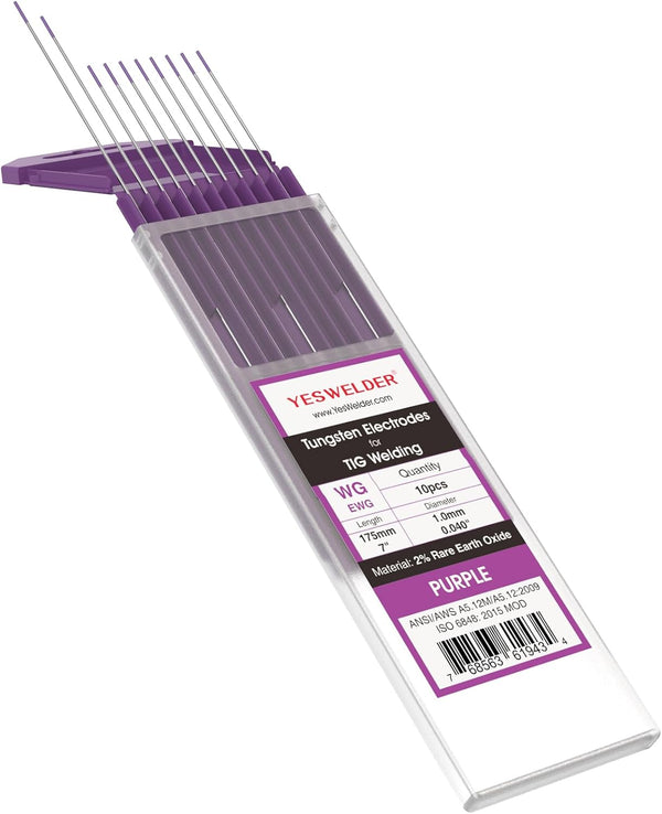 YESWELDER .040"x 7" TIG Weld Tungsten Electrode, 10-pk, Non-Radioactive Comparable to E3 Purple