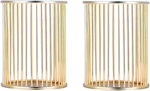Pen Holder, Wire Metal Pencil Holder, Decorative Desk Storage Organizer for Stationery and Accessories (Gold 1, 2-PACK)