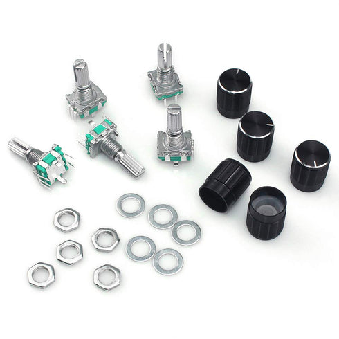5 Set 360 Degree Rotary Encoder Code Switch - Push Button EC11 Digital Potentiometer with 20mm Handle Length