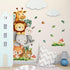 Yovkky Jungle Animals Wall Decals Stickers, Safari Giraffe Lion Elephant Fox Bunny Squirrel Bird Toddler Baby Nursery