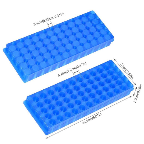 2Pcs Tube Rack Microcentrifuge Tube Racks Double-Sided Plate for 0.5ml-2ml Centrifugal Pipe 60 Holes (Blue-Orange)