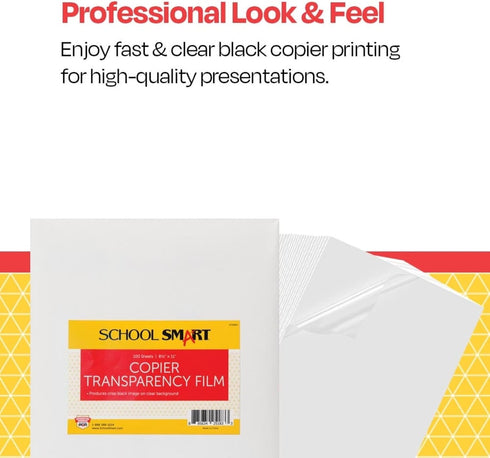 School Smart 8-1/2 11 Pack 100, 079880,Blue x in Copier Film Without Sensing Strip, of Transparency