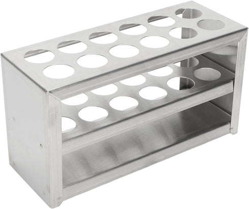 Test Tube Rack 12 Holes Metal Test Tube Vial Shot Glasses Holder Rack, Solid Stable 304 Stainless Steel Centrifuge Tube Holder 3 Tiers 0.75in Diameter for Laboratory School 6.3 x 3.3 x 2.4in