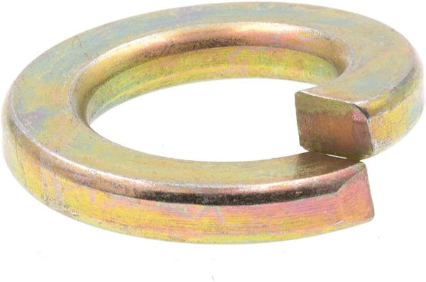 Prime-Line 9119260 Medium Split Lock Washers, 1/2 In., Grade 8 Yellow Zinc Plated Steel, 10 Pack