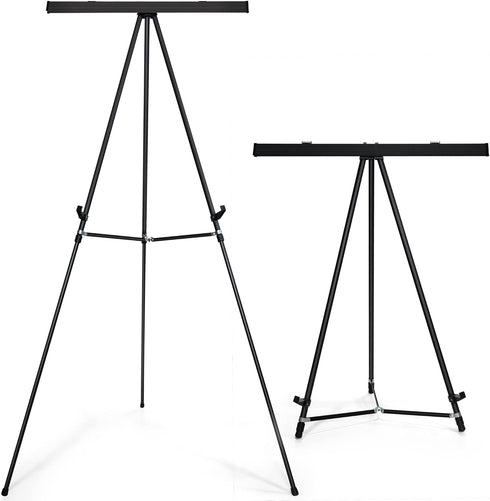 Falling in Art Aluminum Flip Chart Display Easel Stand, Adjustable Floor for Boardroom, 63 1/2'' High, Black